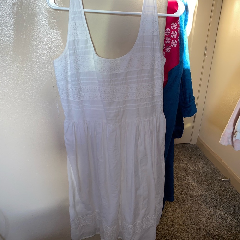 white sleeveless dress